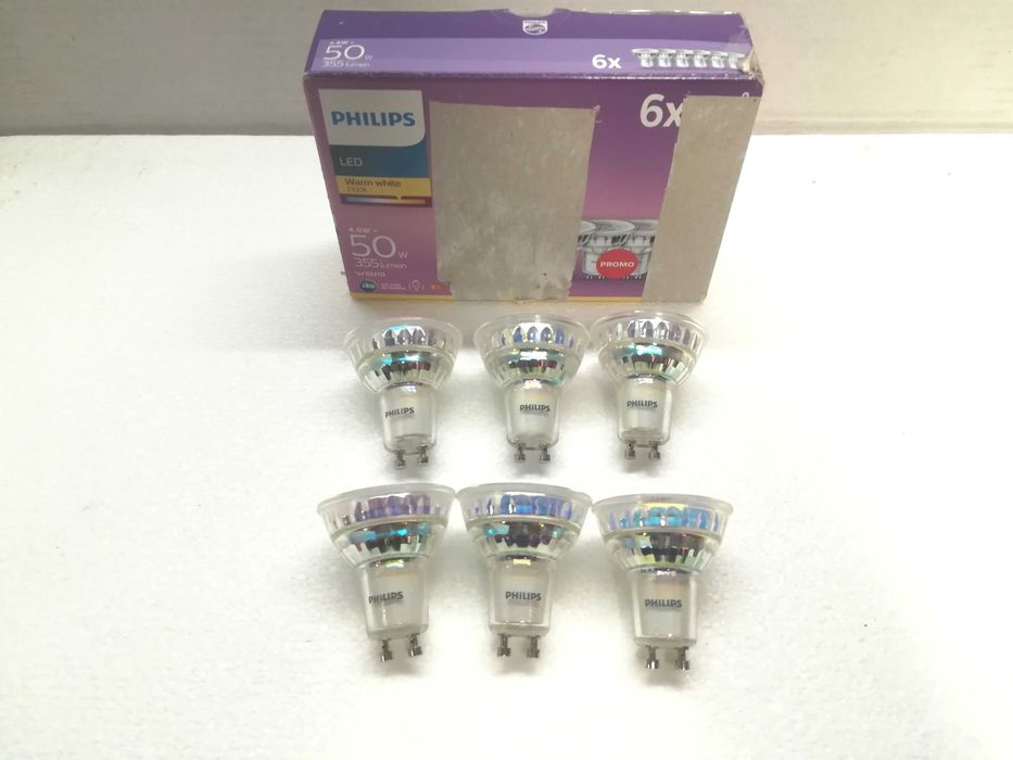 6x ŻARÓWKA LED GU10 PHILIPS 4,6W 50W 2700K 355lm