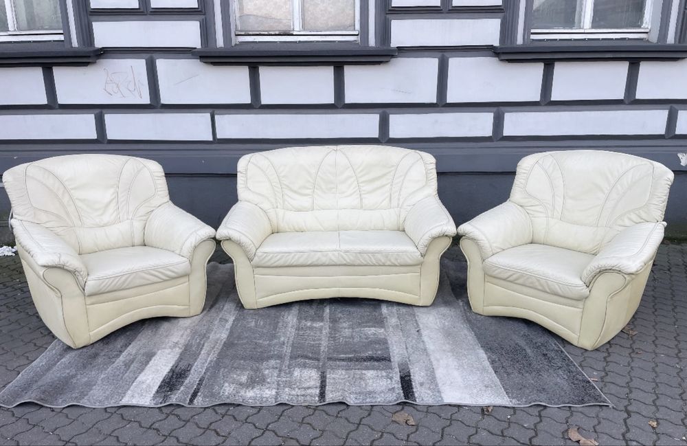 Komplet skórzany ecru mozliwość transportu