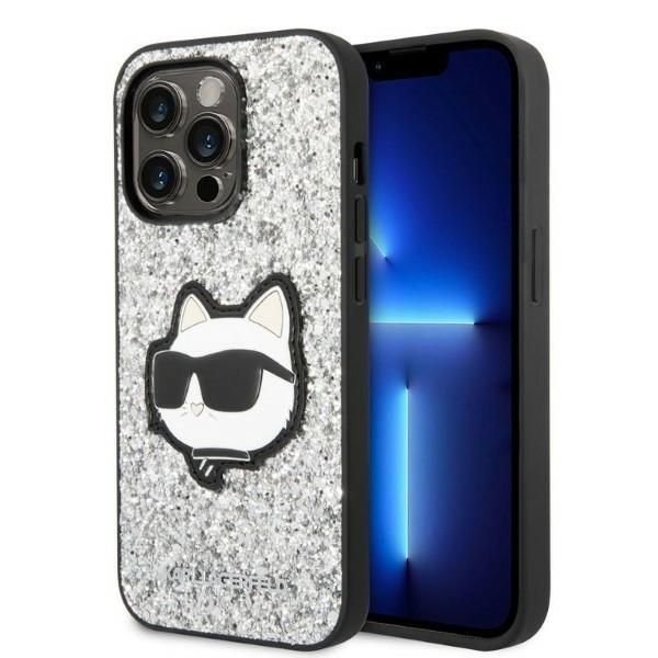 Etui Karl Lagerfeld Glitter Choupette dla iPhone 14 Pro 6,1" - Srebrny