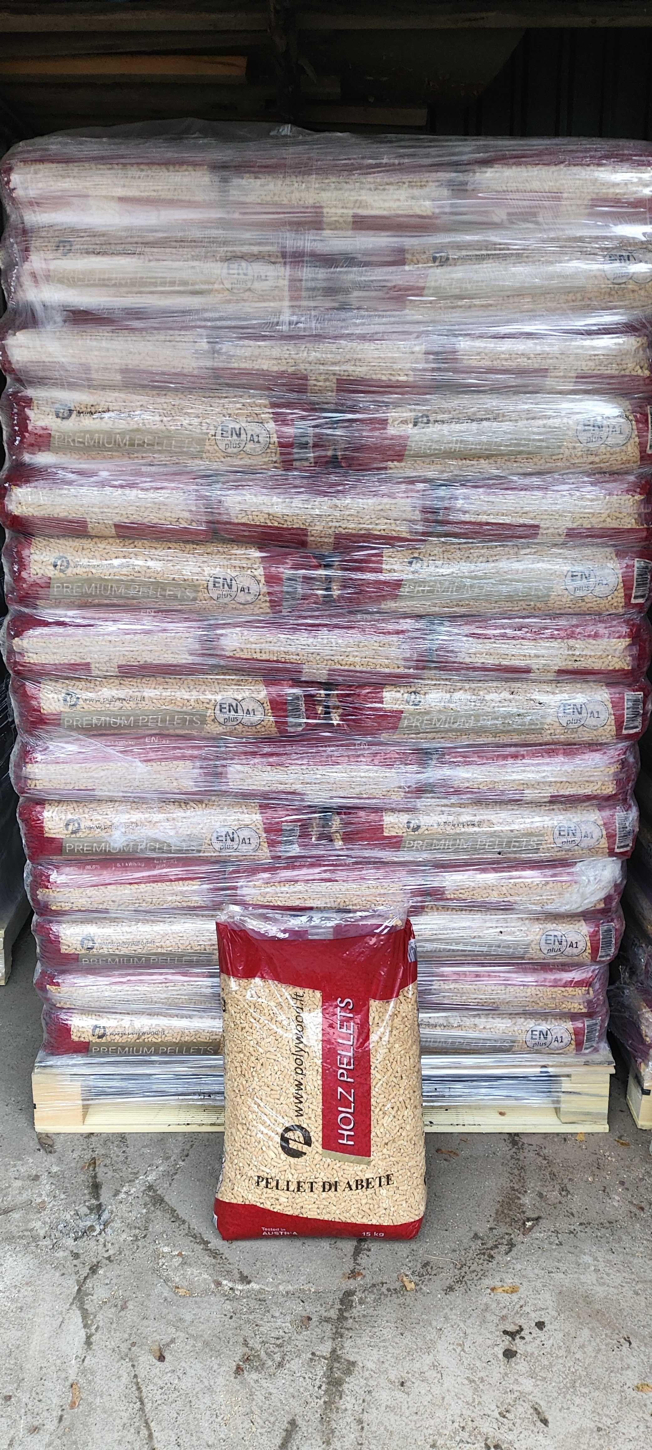 Pellet liściasty twardy jasny buk jesion dąb 19,8MJ 6mm EN A1  WINDA
