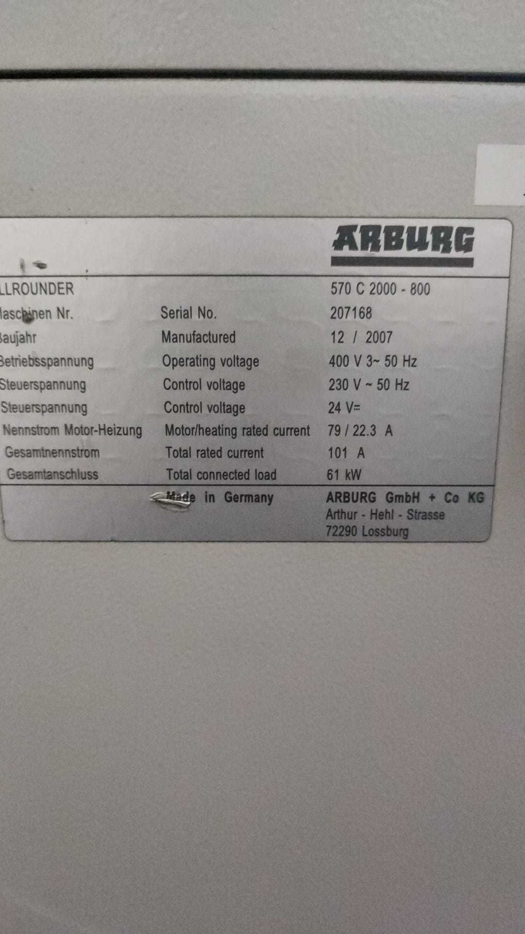Wtryskarka Arburg 570C/2000/800 Golden Edition 2007