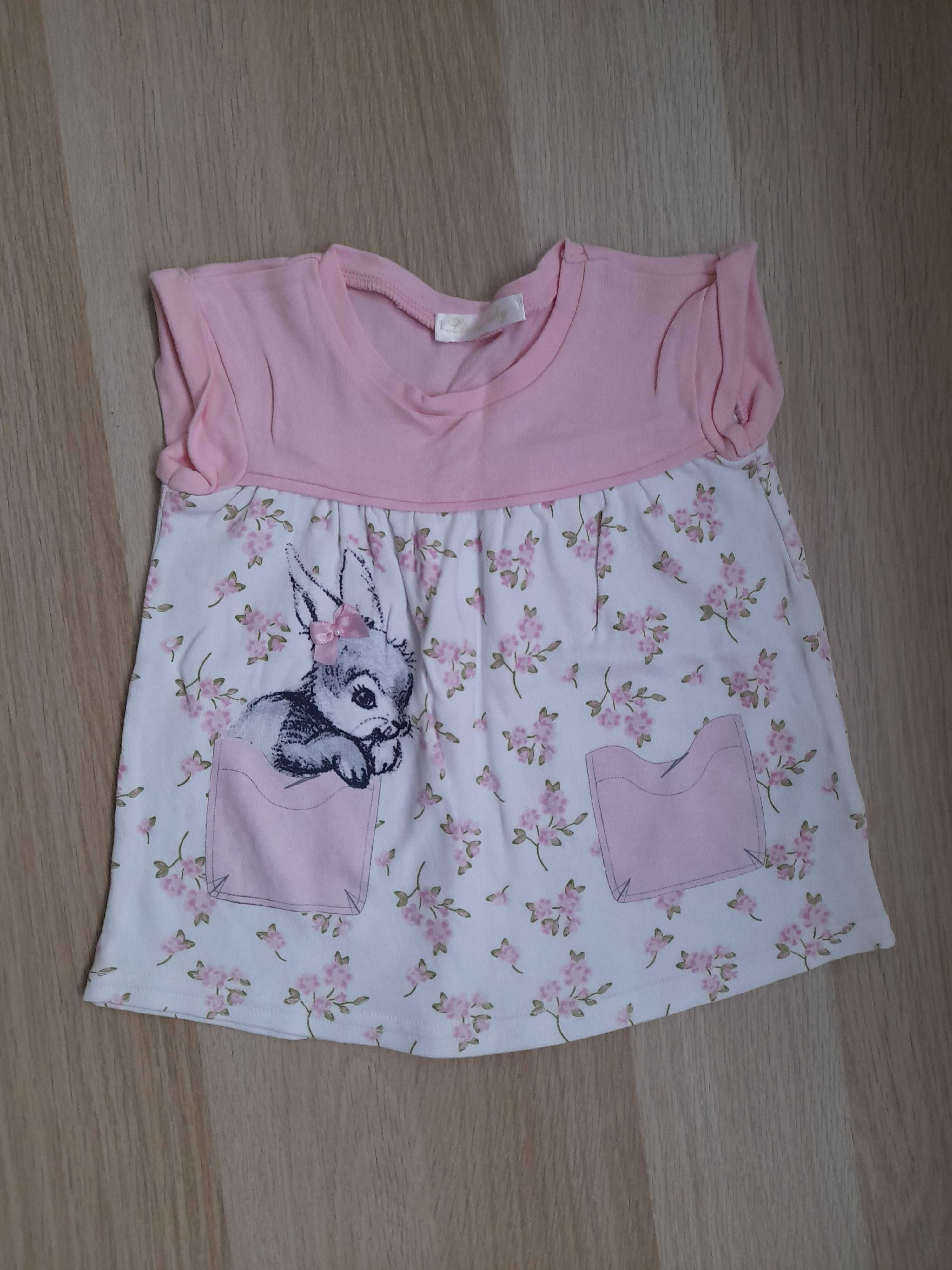 nowa koszulka bluzka dziewczęca bawełniana kwiatuszki królisia r. 80