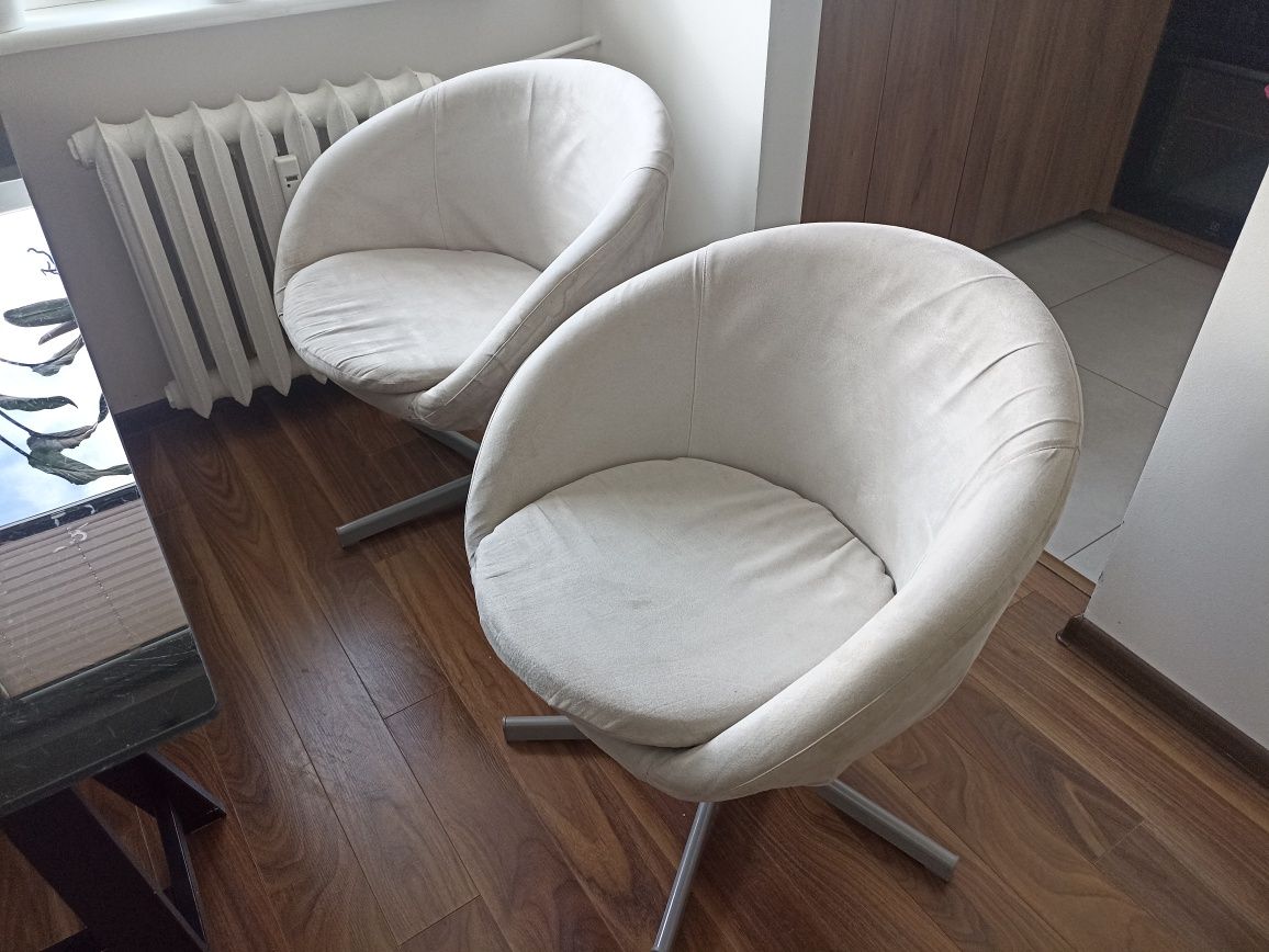 Czarny Stół+ 4 szare zamszowe fotele, krzesła IKEA