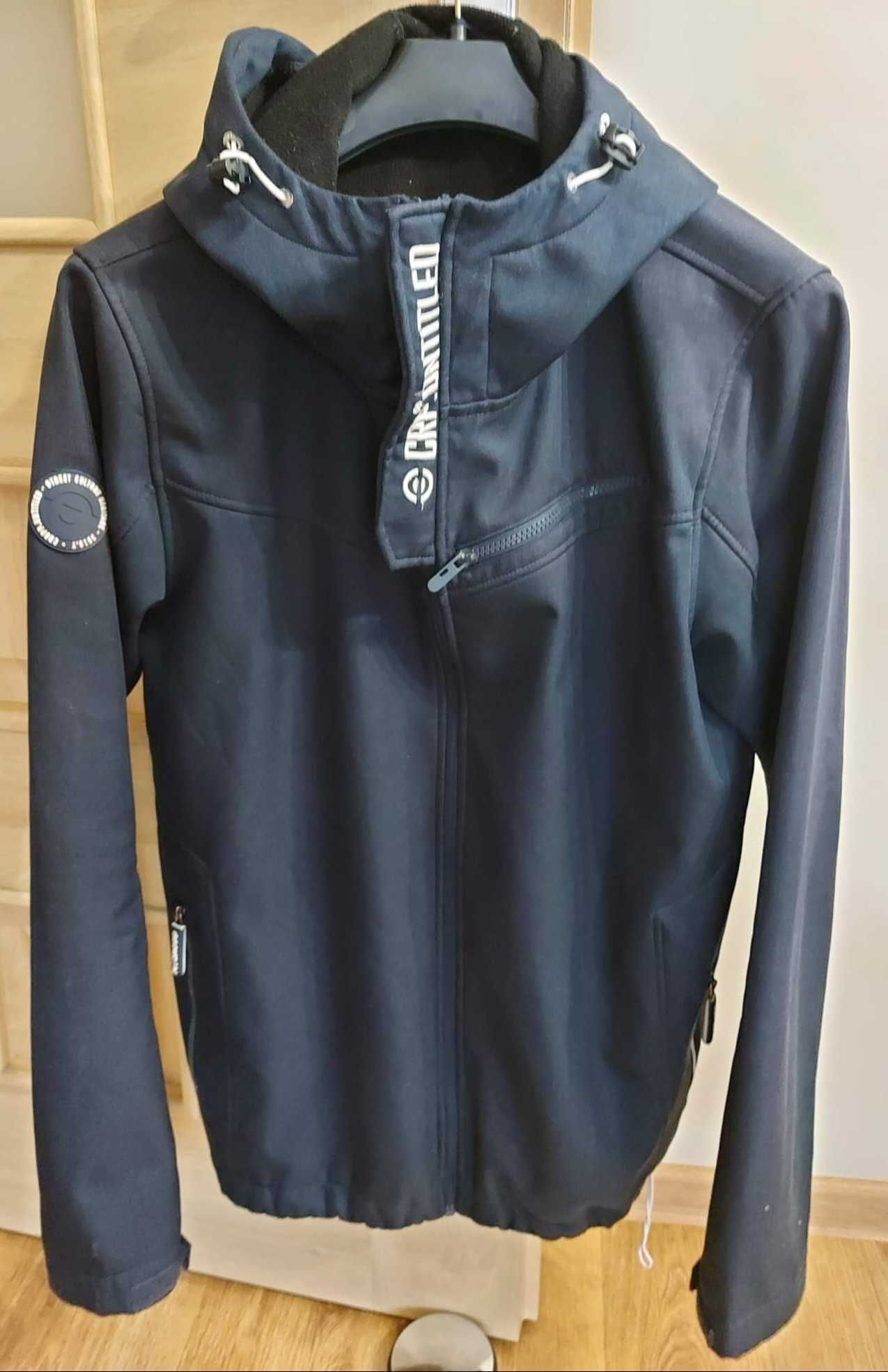 Kurtka jesienna męska granatowa z kapturem Cropp, dobry rozm. XL/L