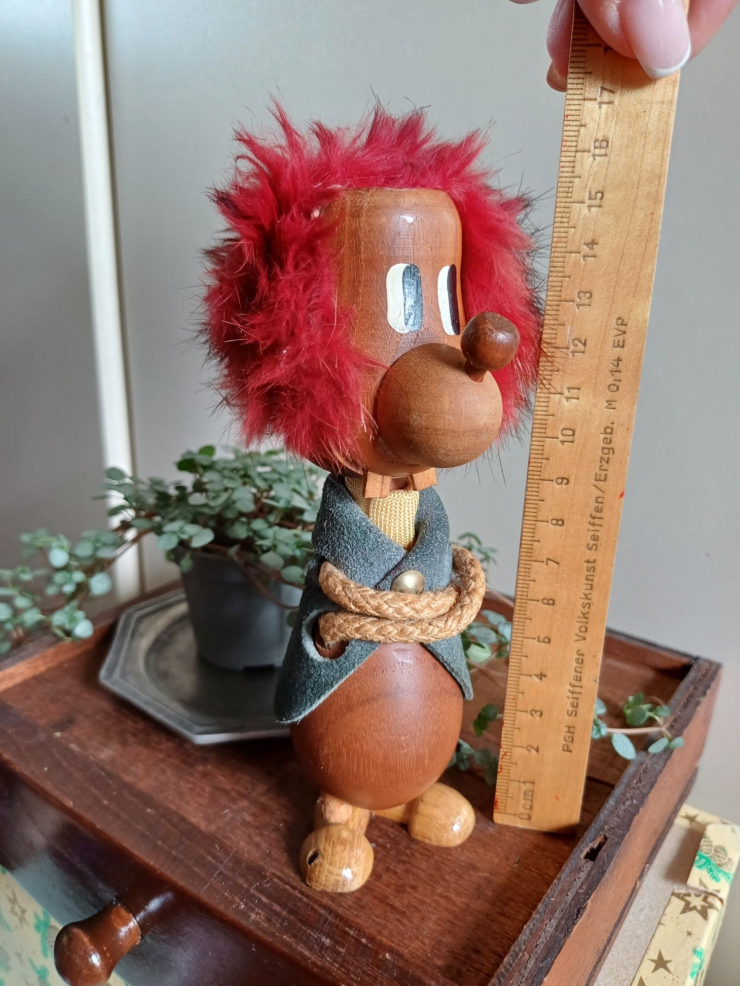 Norweski Troll troll figurka vintage drewniana stara trolinka