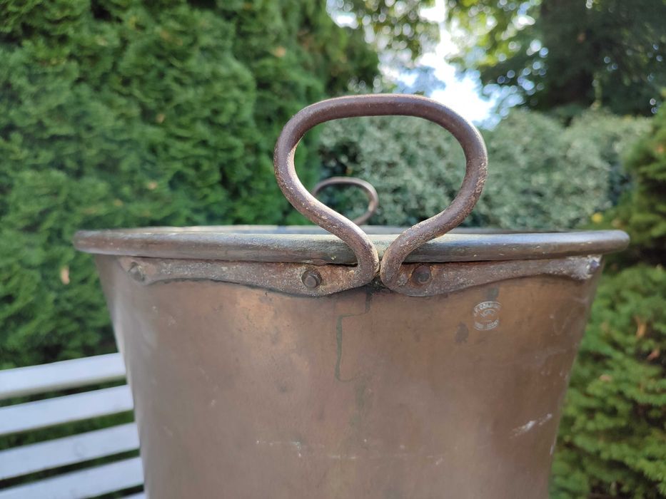 Miedziany kocioł gar sagan sygnowany Czajkowski Hrubieszów