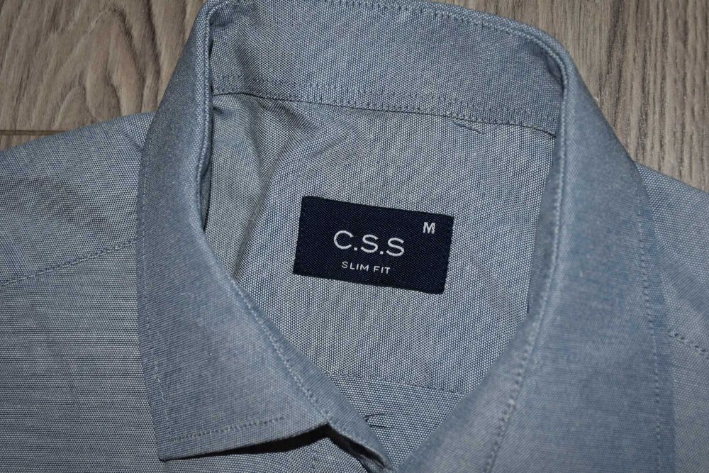 Elegancka koszula męska z długim rękawem szara M C.S.S. slim fit