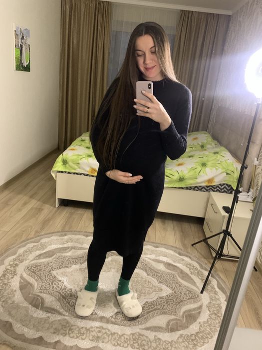 Жіноче чорне ангорове плаття, зимове плаття, плаття для вагітних