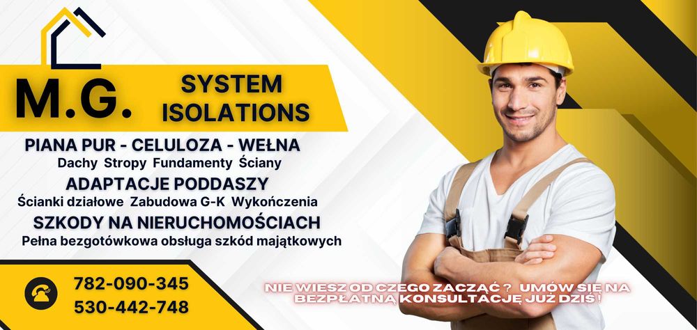 Ocieplenia Pianą PUR - Wdmuchiwanie celulozy