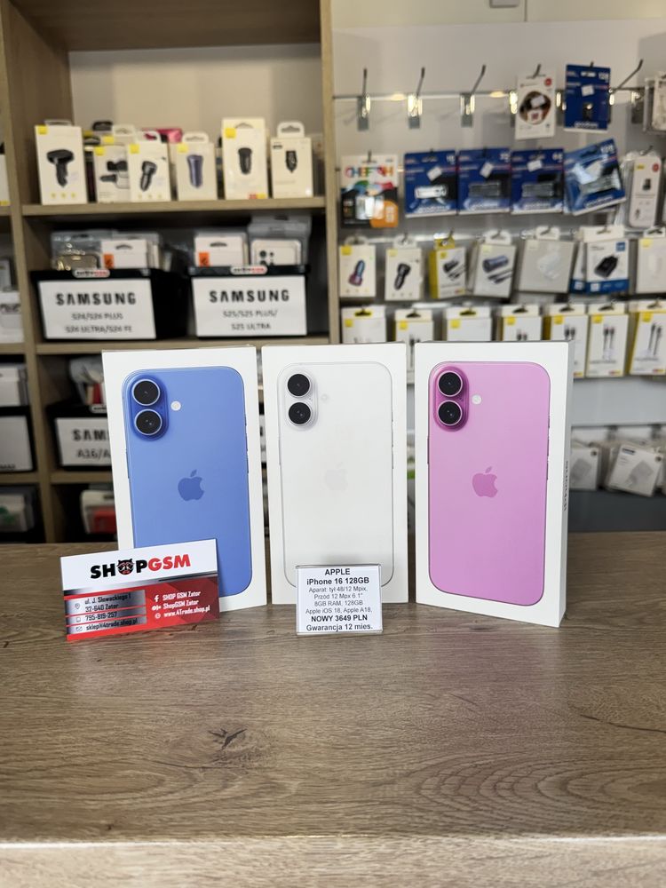 Nowy Apple iPhone 16 128GB 3 Kolory Shop GSM Zator/Biedronka