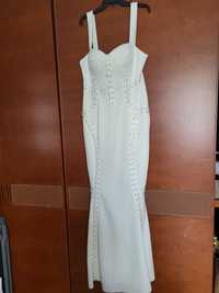 Asos ślubna 42 XL 44 sukienka biała piękna sznurowana gorset rybka