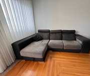 Sofá Chaise Longue Cinzento Escuro - Confortável e em Bom Estado!