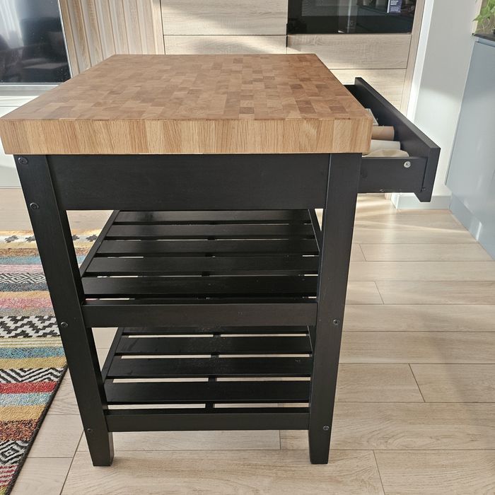 Wyspa kuchenna czarny/dąb 79 x 62,5 x 90