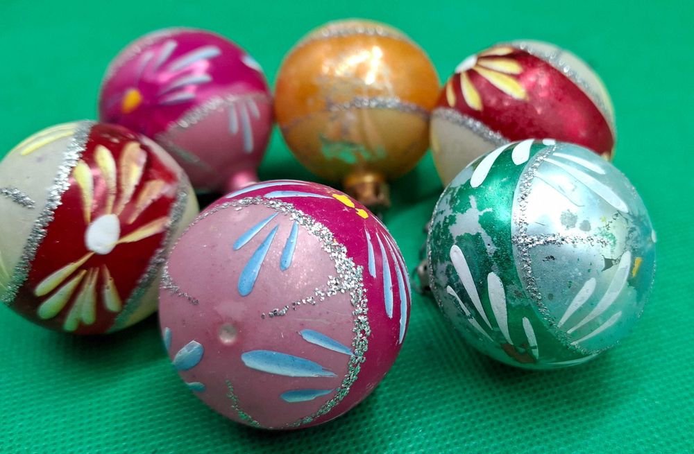 PRL stare bombki, ozdoby choinkowe mix 18szt, reflektorki