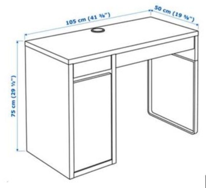IKEA MICKE biurko z szafką dwie szuflady 105x50 BIAŁE dostawa czyste