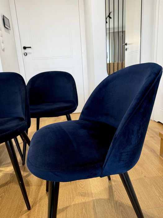 Komplet krzeseł 6 szt, Krzesło Granatowe velvet welur westwing bdb