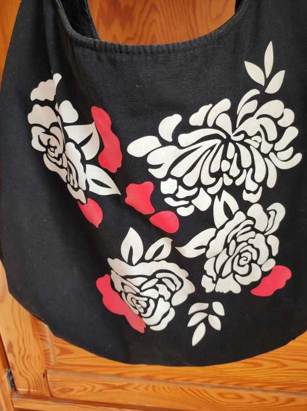 bawełniana boho płócienna torba worek shopper zasuwana listonoszka