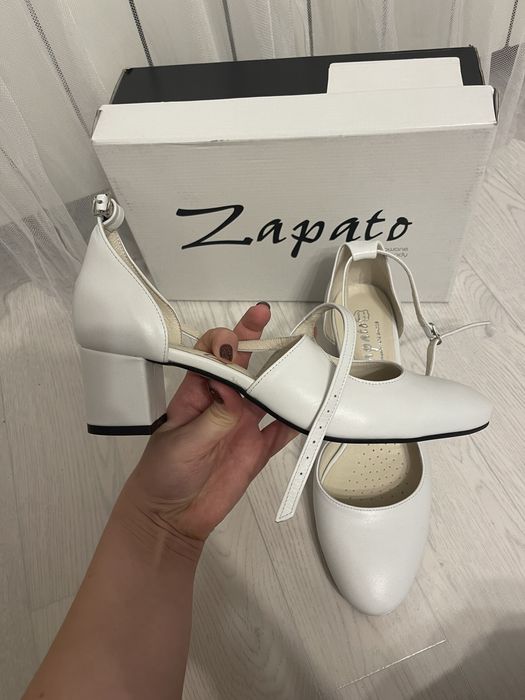 Buty białe ślubne Zapato skórzane