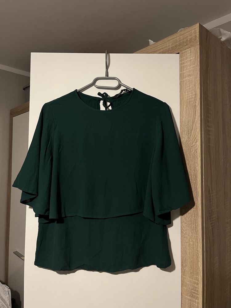 Zara ciemna zielona bluzka rozmiar M