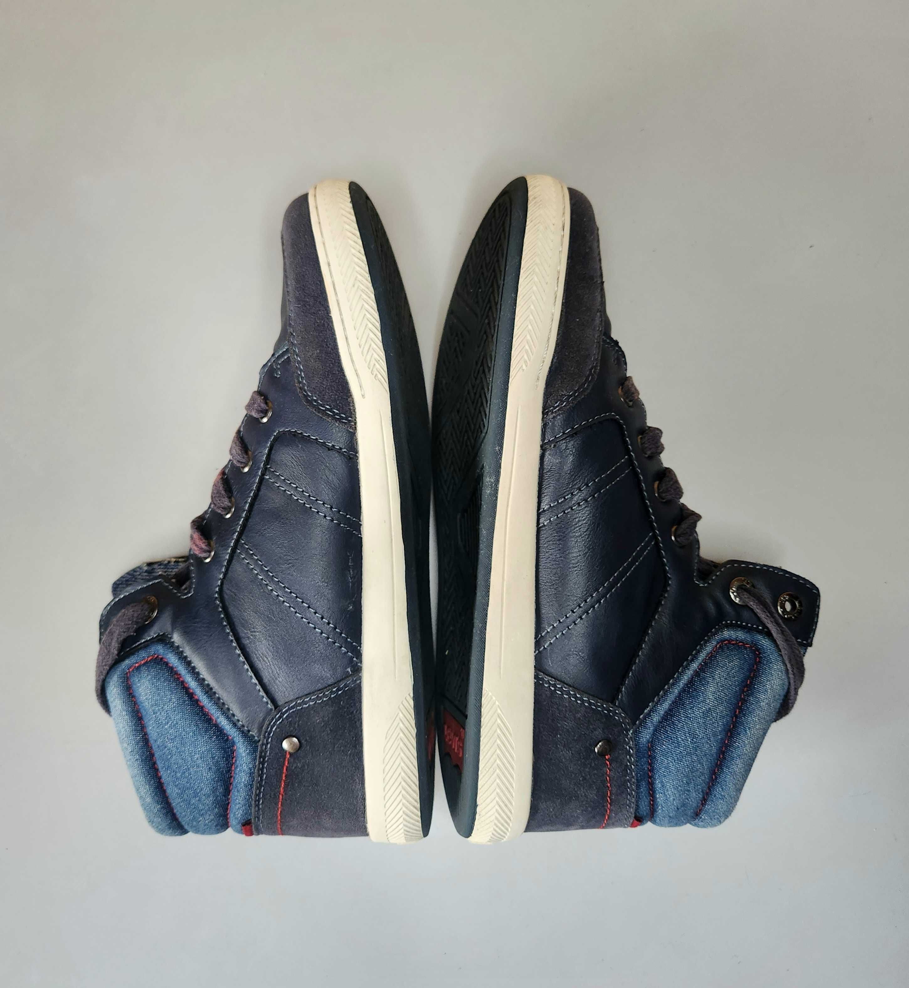 Levi's Buty Chłopięce Dziecięce Granatowe Wysokie Jesień Zima Skórzane