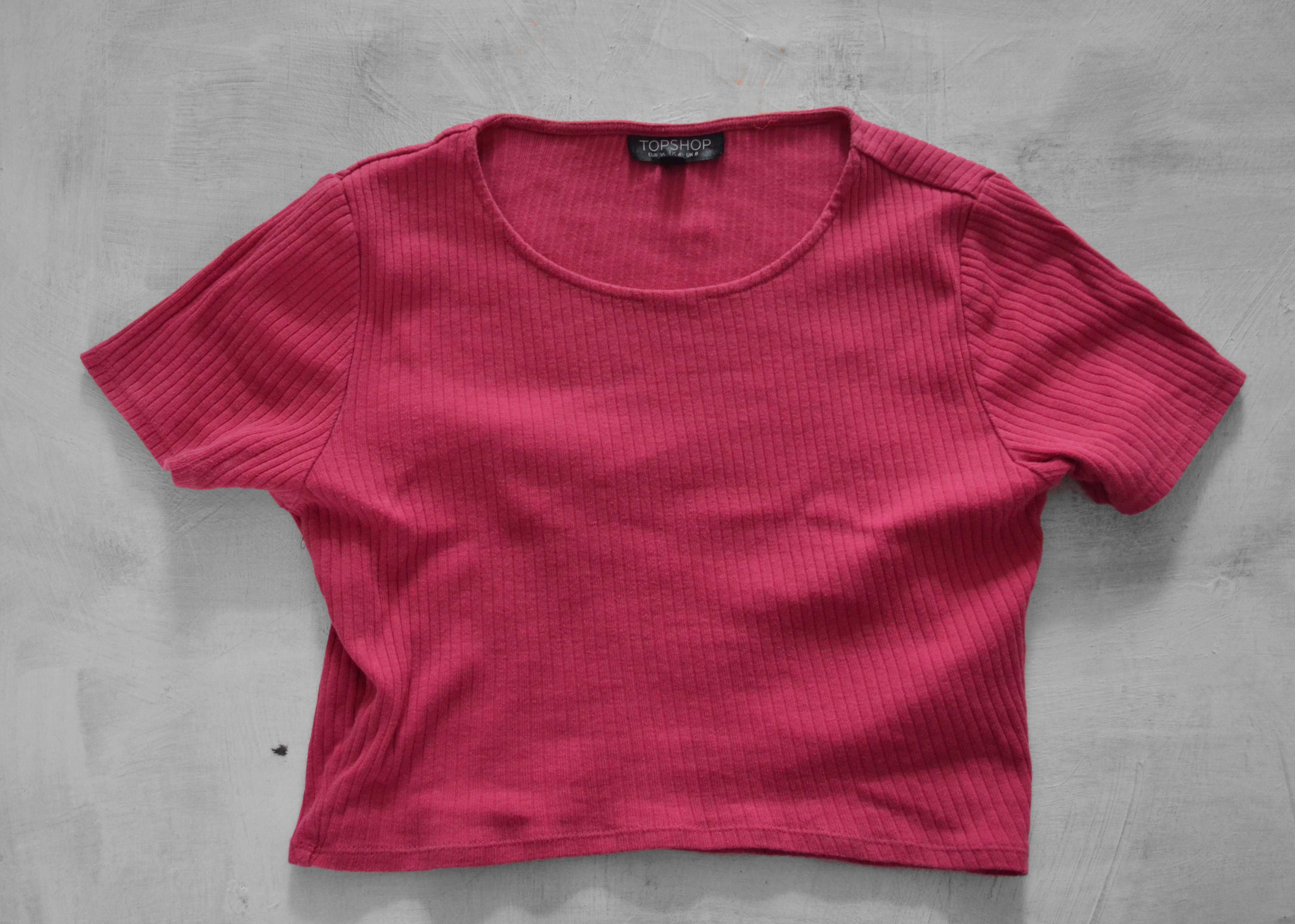 krótka różowa koszulka retro crop top S top shop