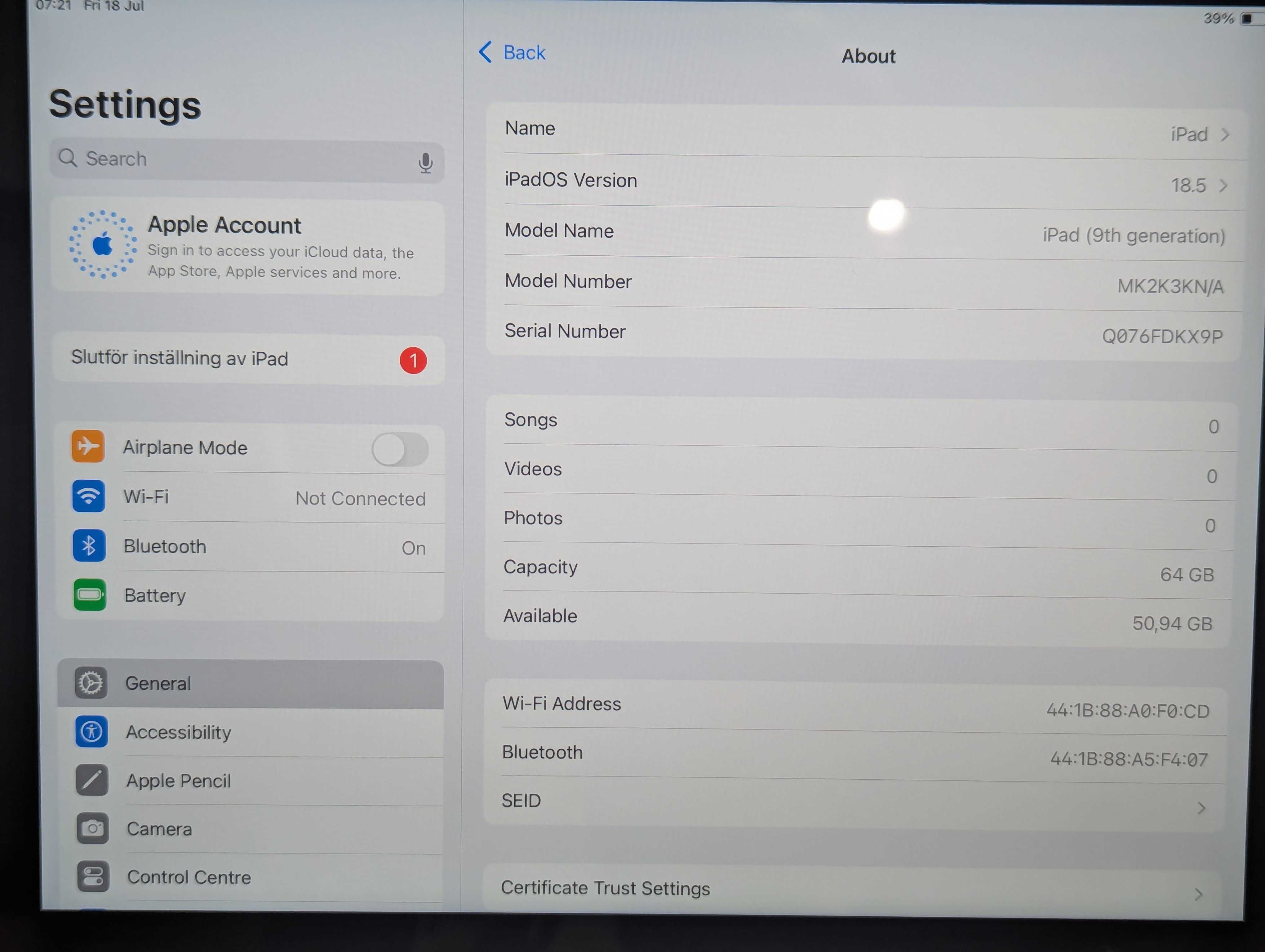 ipad 9th 2021 64gb wi-fi MDM
