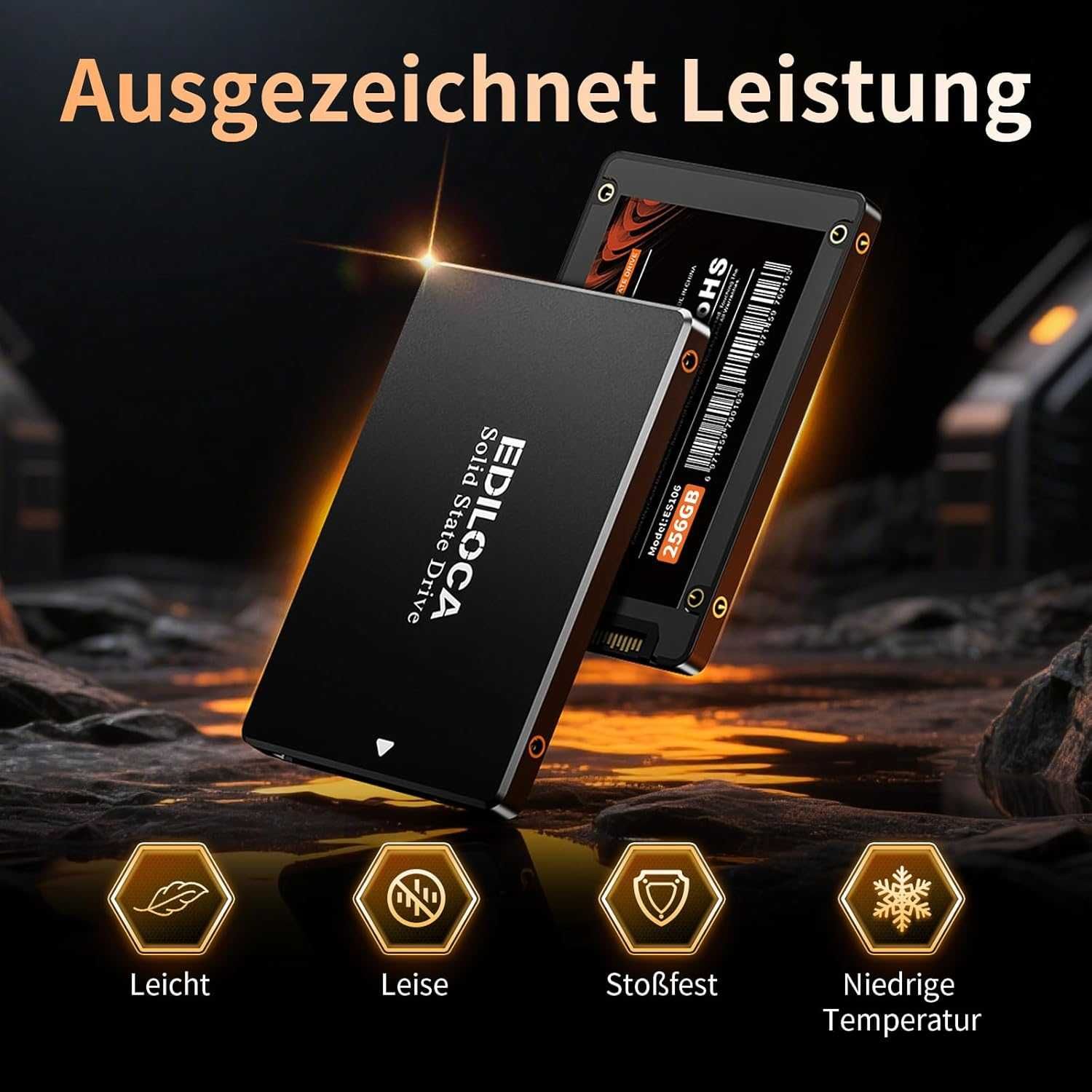 Wewnętrzny Dysk twardy SSD Ediloca 256 GB 2,5 cala SATA III do 550MB/s