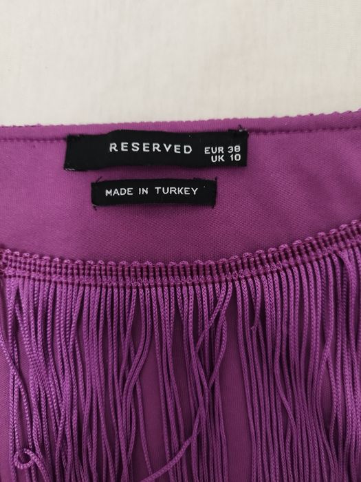 Bluzka z frędzlami ozdobna fioletowa