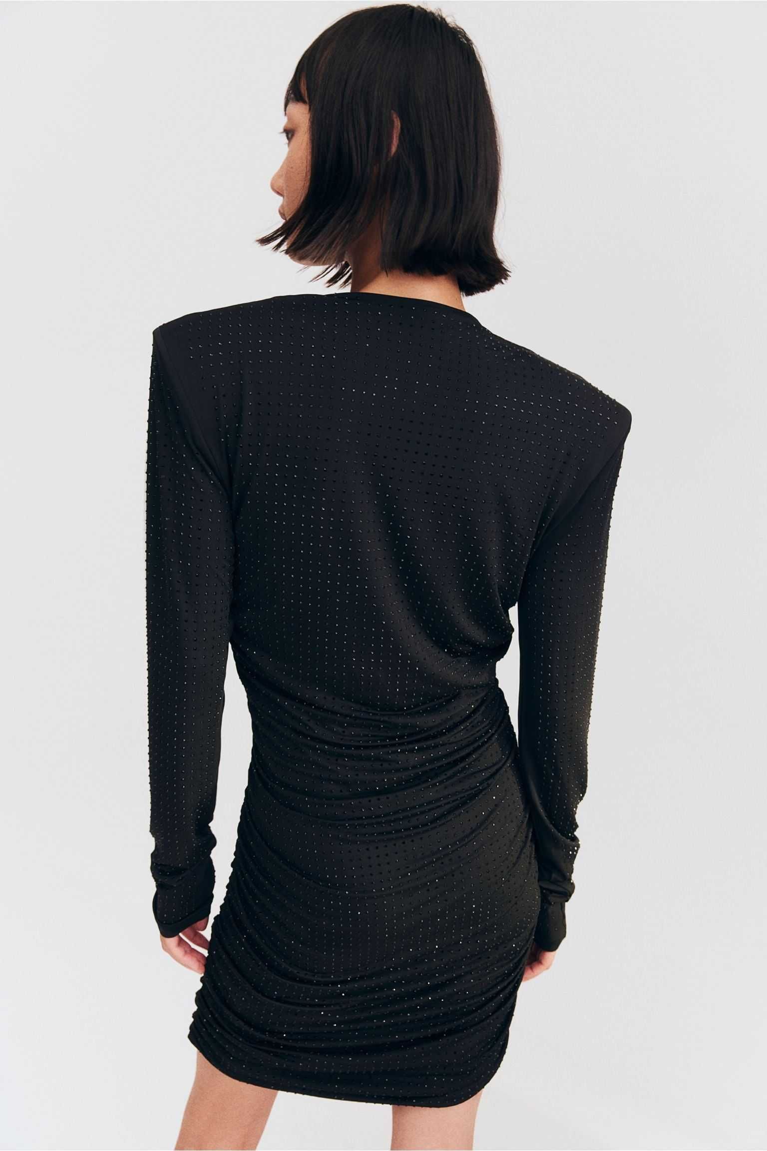 Sukienka H&M mała czarna cyrkonie , strass
