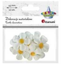 Ozdoba materiałowa kwiatki 45mm biało - żólte 10szt