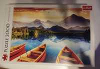 Puzzle Trefl 2000 łódki jezioro góry zachód słońca