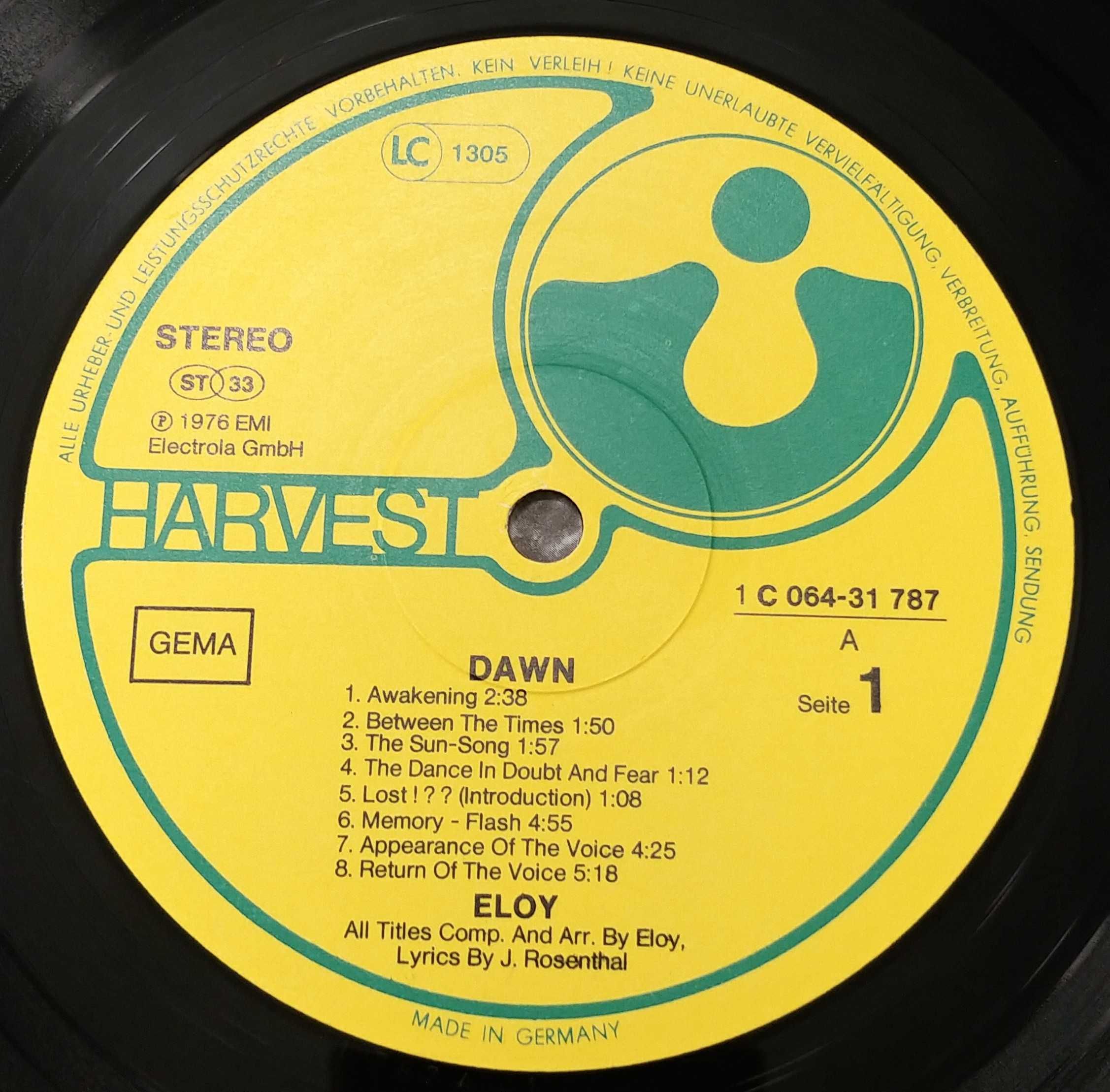 Eloy - Dawn . 1976r Hor Zu. EX+. Germany. Płyta winylowa .