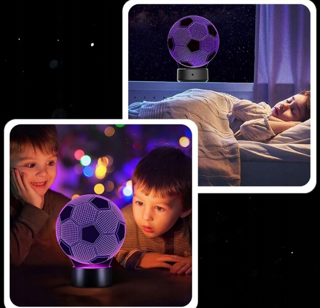 Lampa Nocna LED Piłka Nożna  NA BIURKO, Stolik  3D PILOT