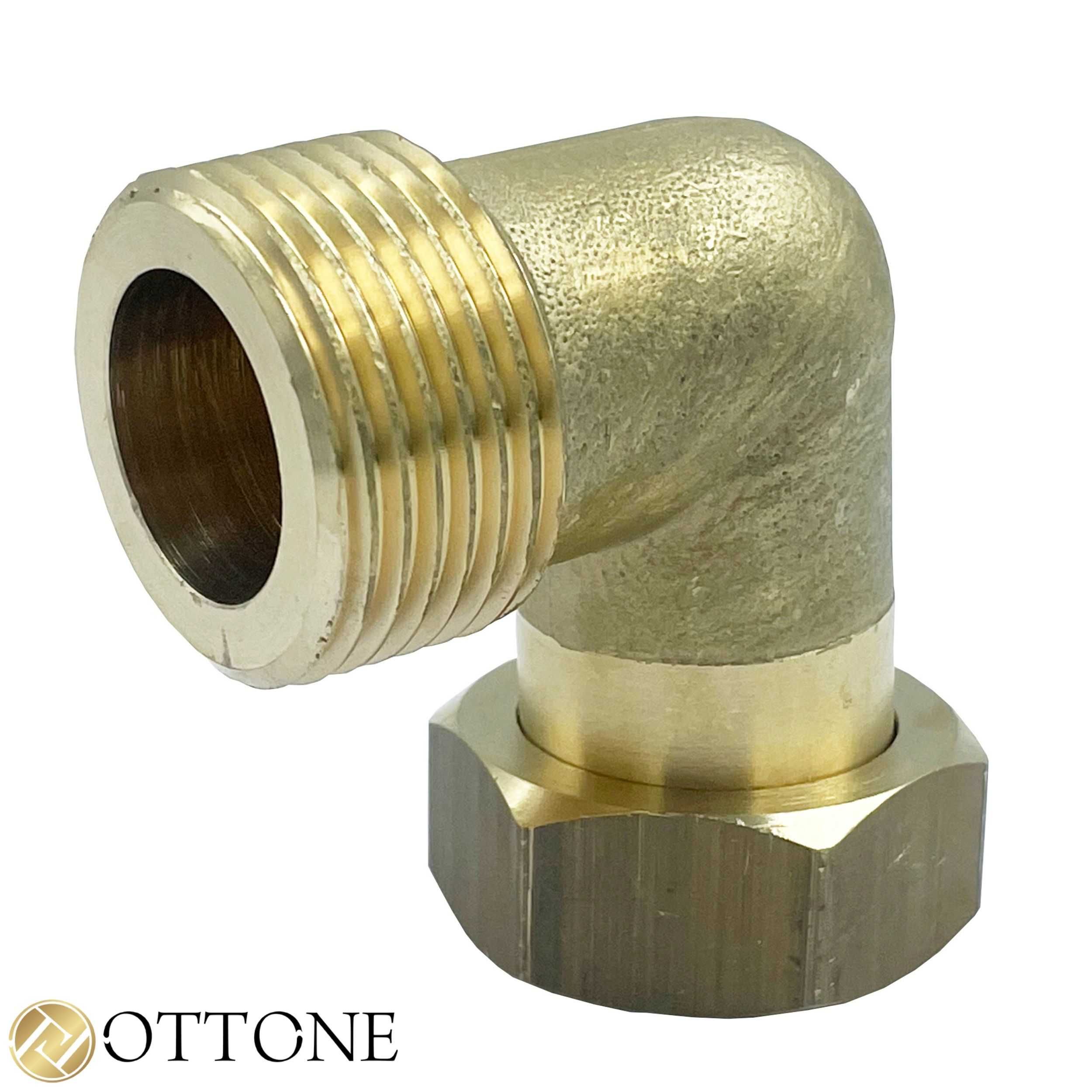 Półśrubunek Równoprzeplotowy Mosiężny Kątowy 1/2'' X 1/2' Gw Gz Ottone