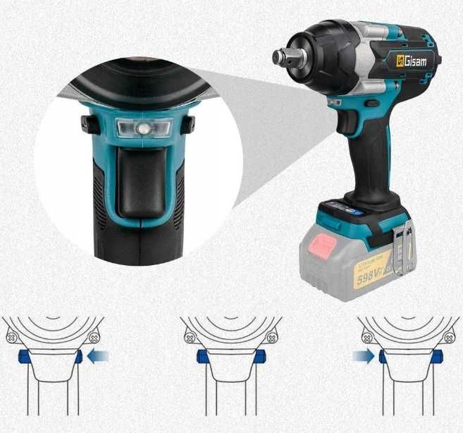 Nowy Bezszczotkowy KLUCZ UDAROWY 1800Nm 1/2" Klucz Wiertarka + Baterie