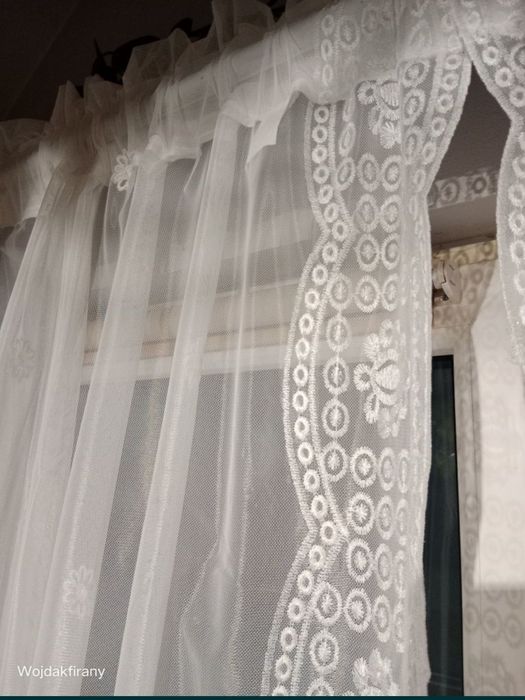 Firana boho z wyszywanymi brzegami do kompletu dostępne upinki