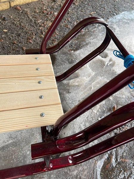 Дитячі санки зі знімною спинкою та ручкою штовхачем