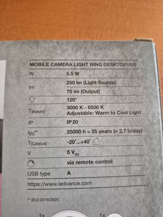 Светильник LEDVANCE Light Ring Desk Top USB. 5.50W.3500- 6500K. 250LM.