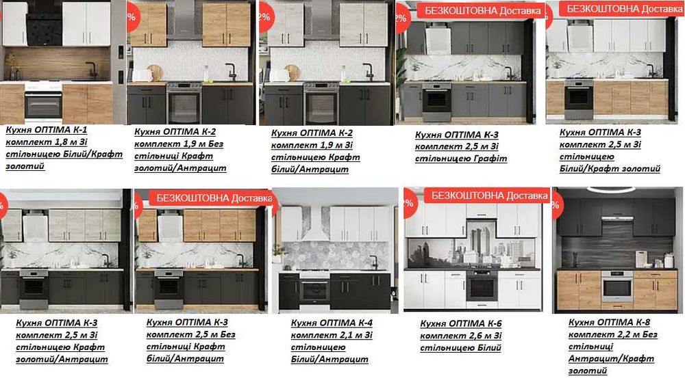 Кухні під замовлення та готові  рішення