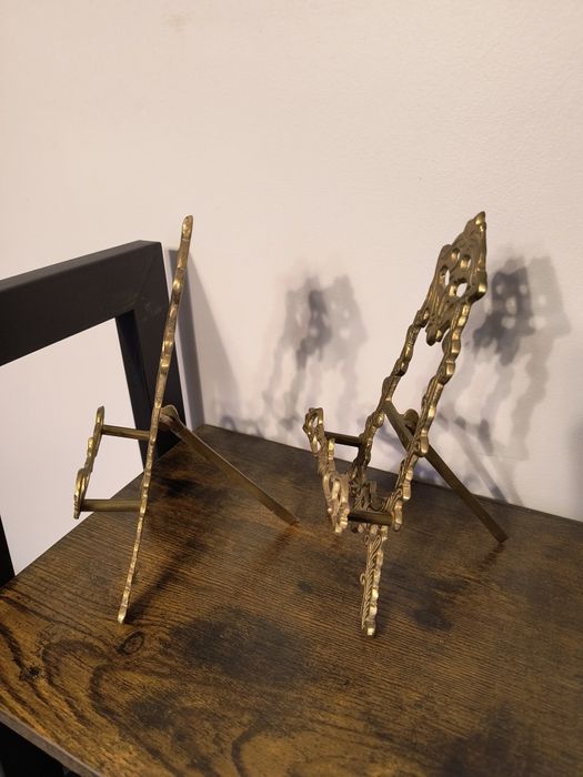 Miniaturowa mosiężna stara sztaluga 2 szt.