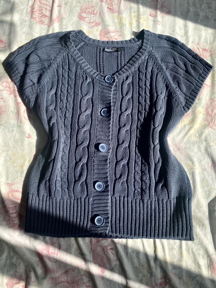 Granatowy sweterek bez rękawów L 40 esmara Oversize vintage