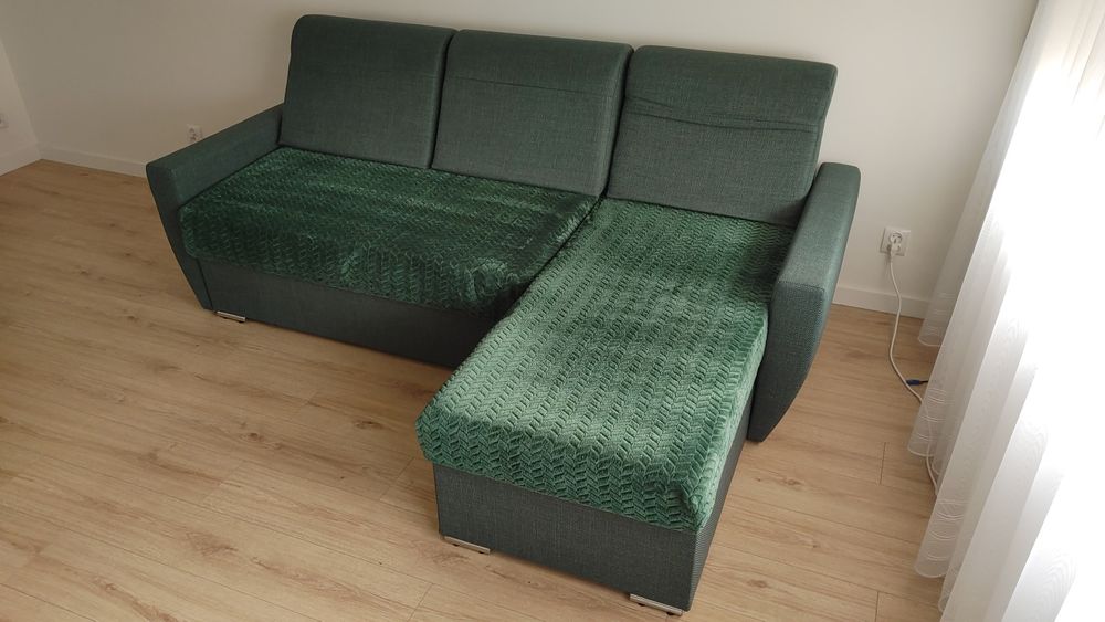 Sofa Narożnik Duży Morska Zieleń o wymiarach całkowitych 228cm.x162cm.