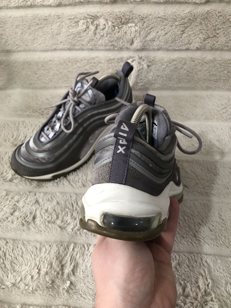 БАРХАТ NIKE AIR MAX (38-38.5) 24.5-25см кроссовки женские велюр серый