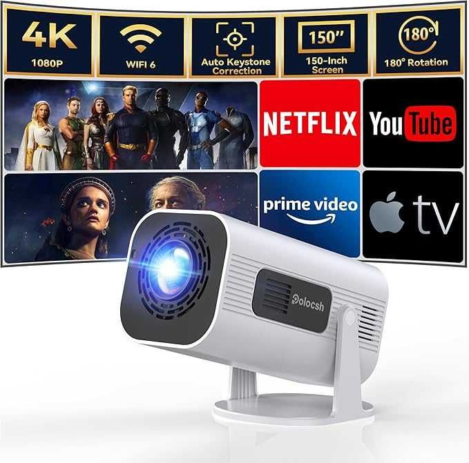 Polocsh P6 Mini Projektor Full HD 1080p 4K Android TV 11.0 WiFi 6