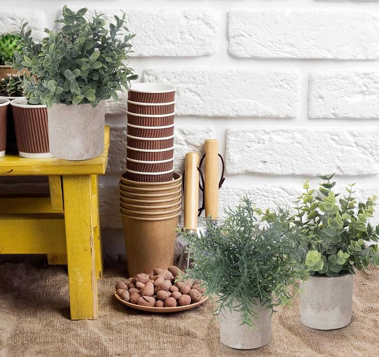 ilauke Zestaw 5 mini sztucznych roślin doniczkowych