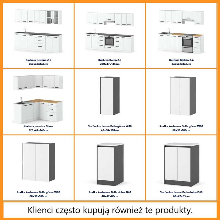 Kuchnia Nowoczesna Bella 2.6m Modułowy Zestaw Kuchenny Z Blatem Duży
