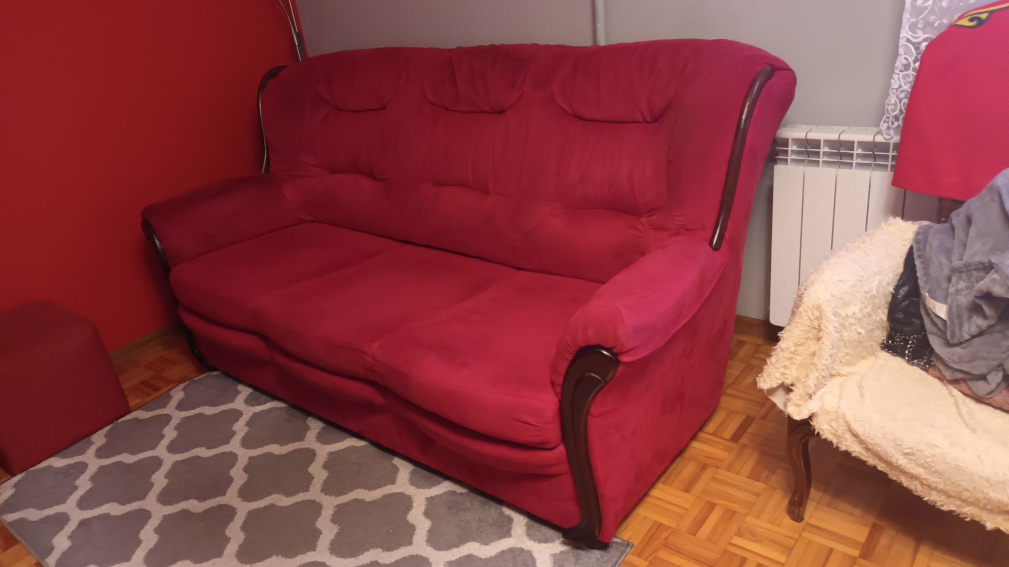 Kanapa sofa z funkcją spania  BLACK RED WHITE