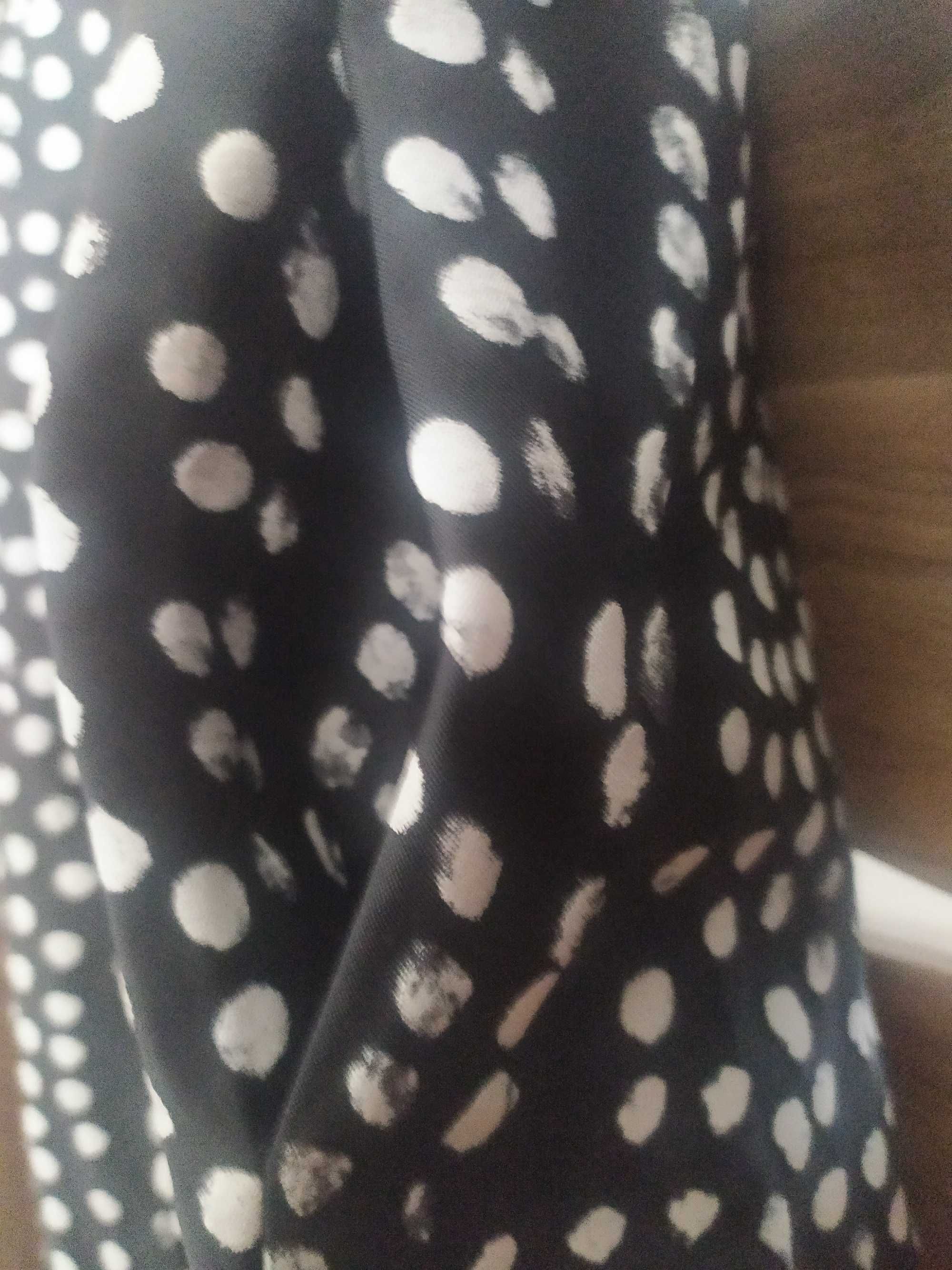 Elegancki płaszcz Max Mara 38 M czarny białe grochy kropki jesienny
