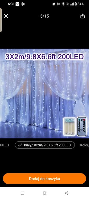 Kurtyna świetlna  LED światełka na okno 3 x 2 m