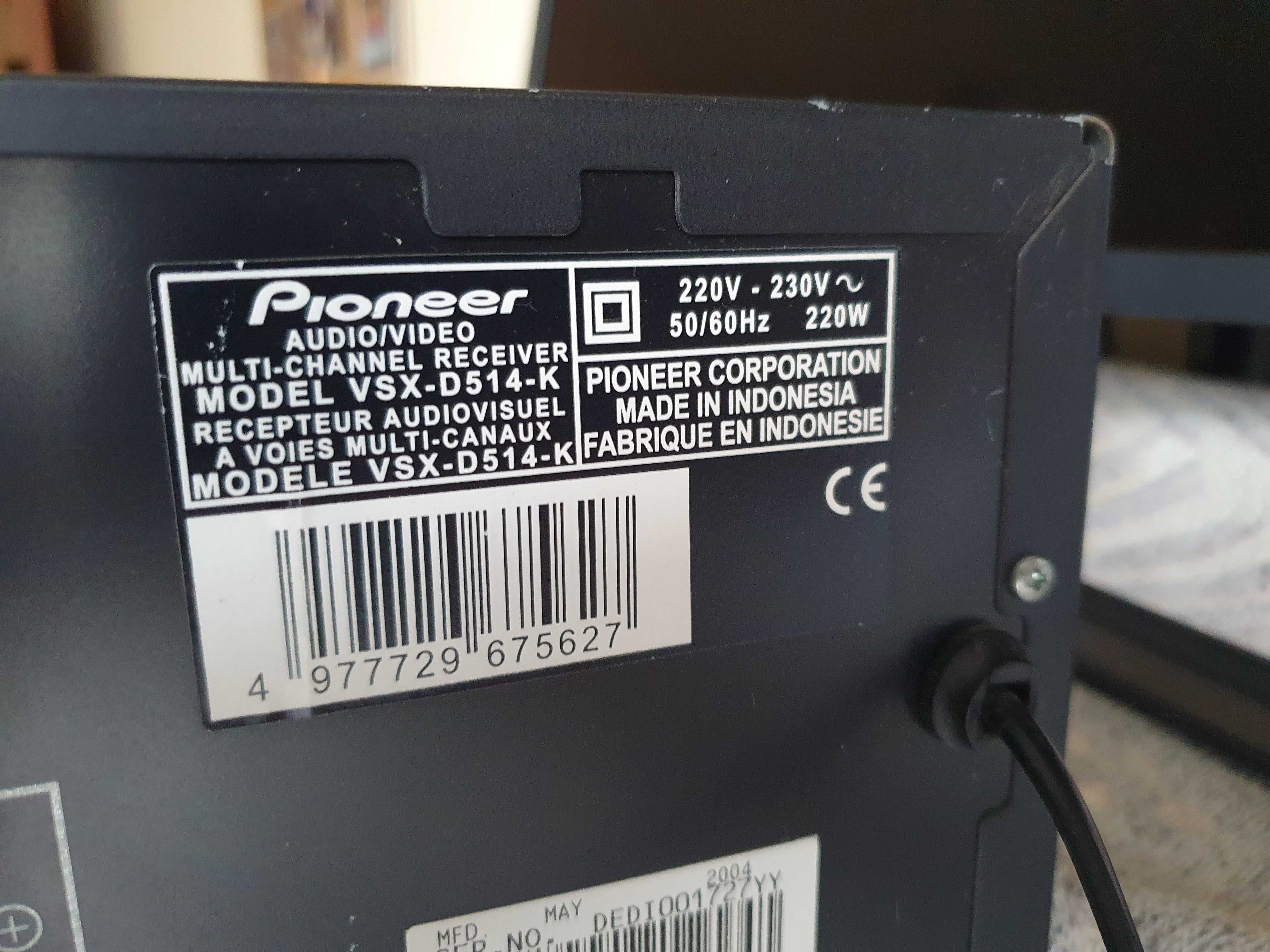 PIONEER VSX-D514 z pilotem amplituer wzmacniacz kino domowe 5.1 optyk